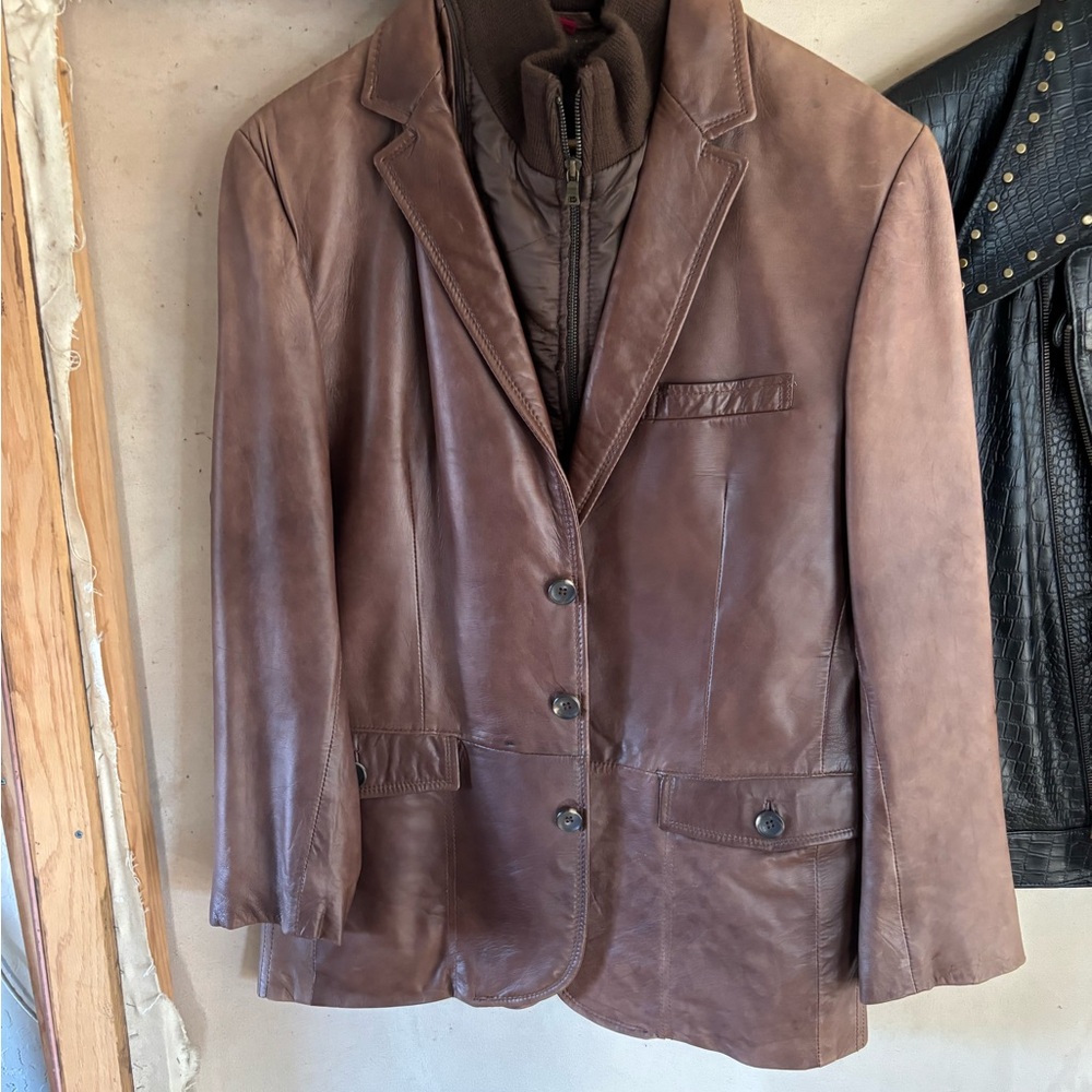 Alfani Brown Leather Women's Blazer